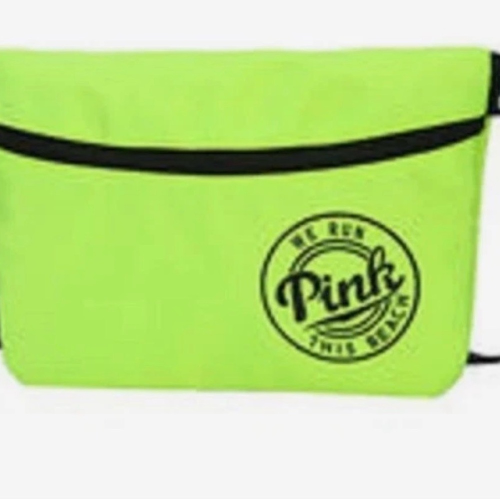 Victoria's Secret PINK Fanny sport bag neon green we run this beach Brand New